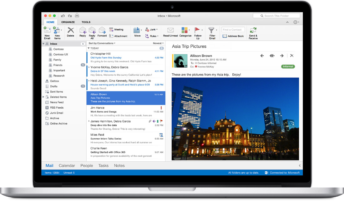 outlook for mac 2013 versions